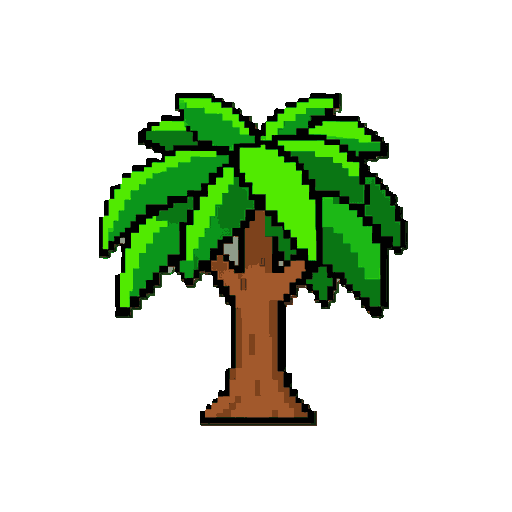pixel art style idle animation of a mango tree, subtly swaying back and forth, seamless loop, 16-bit game accessory. no humans, no animals, only the isolated tree.