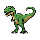 create a 2d pixel art t-rex designed for use as an enemy in a 2d platformer game.  requirements:  * pixel art style, inspired by classic 2d platform games. * full-body side view of the t-rex. * clearly recognizable t-rex anatomy with a slightly intimidati