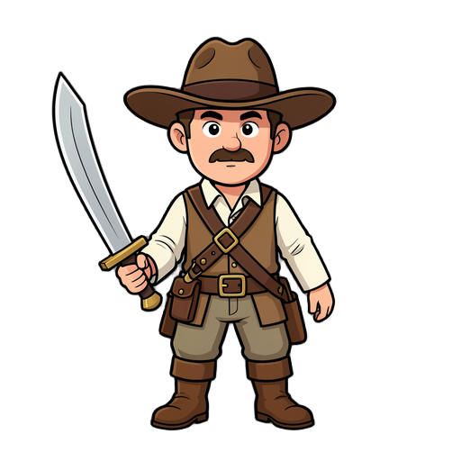 gostaria de criar um personagem para meu game um pequeno cangaceiro com faca espada e armas