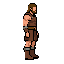 pixel art sprite of a barbarian warrior, 16-bit sega genesis / mega drive style (reference: golden axe / ax battler). canvas exactly 40x72 pixels, 100% transparent background, indexed palette of 15 solid colors, no anti-aliasing, no gradients, no ditherin