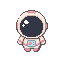 minimalist chibi astronaut pixel art character for a top-down video game, 64x64 pixel sprite. cute compact character with an oversized round astronaut helmet taking up most of the body, very small torso, short stubby arms and tiny legs. front-facing chara