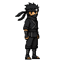 a pixel art sprite of a cool ninja character, full body, side-scrolling game style, clean outlines, solid dark clothing, free hands.