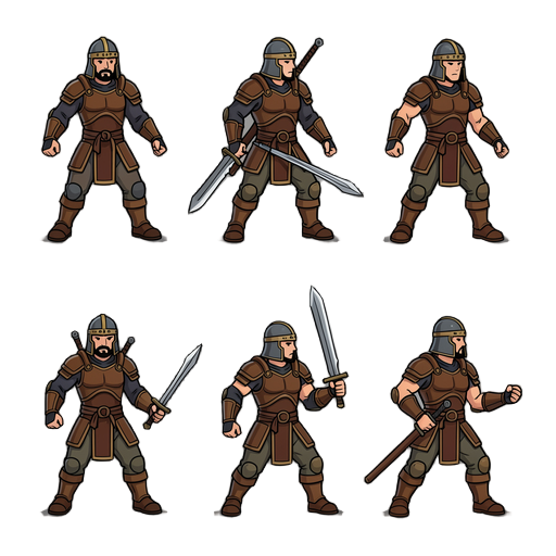 warrior sprite sheet (idle, attack, move)