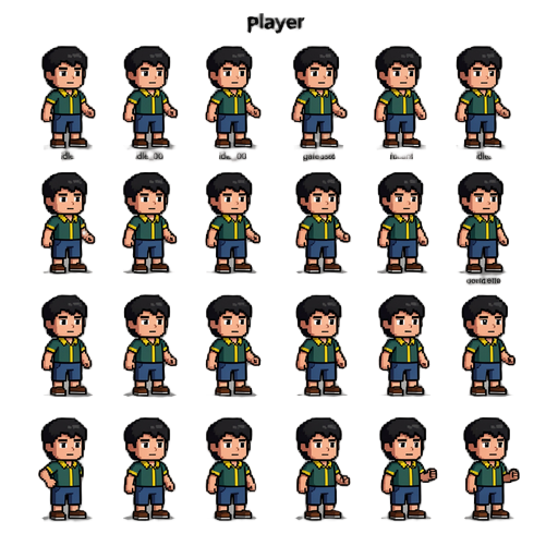 use a imagem que enviei como referência principal da personagem.  quero que você crie automaticamente uma pasta completa de sprites 2d da mesma personagem, mantendo exatamente o mesmo design, aparência, cabelo, roupa, cores e estilo pixel art.  crie esta 