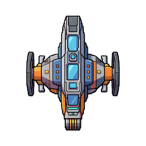 top-down pixel art spaceship in the style of the game starsector.