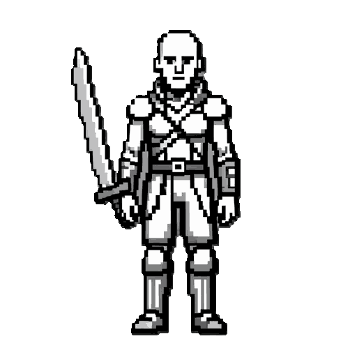make a slim and weak warrior with a sword 