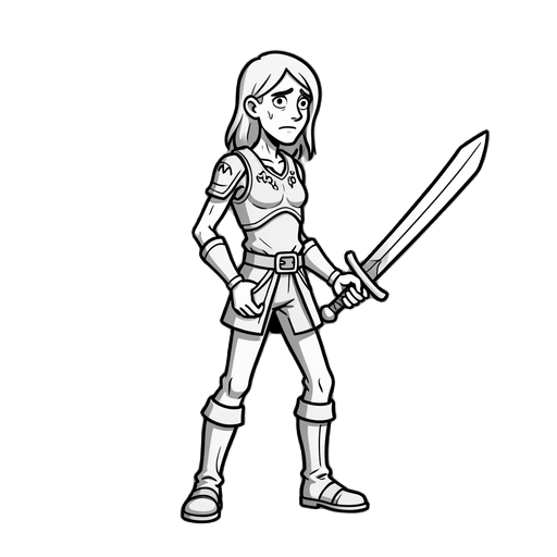 make a slim and weak warrior with a sword 