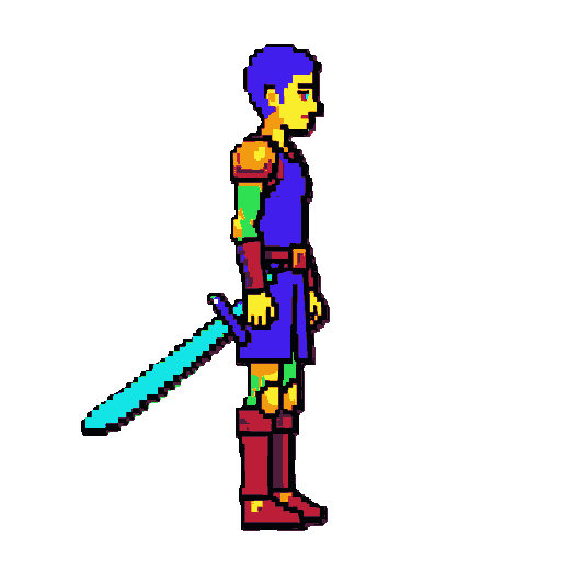 make a slim and weak warrior with a sword 