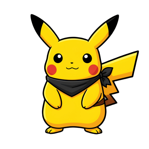 o pikachu com bandana preta