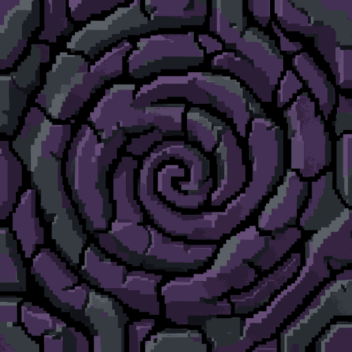 32x32 pixel art minecraft bedrock block texture, indestructible gothic obsidian slate, swirl pattern, desaturated dark purple, charcoal grey, pitch black abyssal cracks, tim burton aesthetic, twisted iron texture, seamless tileable pattern, full canvas, h