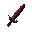 32x32 pixel art rpg custom sword, dark crimson red blade, dark metal hilt with a small glowing red gem, sharp edges, clean grid, dark fantasy style, white background, orthographic view