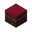 32x32 pixel art rpg dark red grass block, minecraft block texture, seamless tileable top-down isometric style, deep crimson crimson grass on top, dark corrupted dirt base with exposed obsidian pebbles and roots, dark fantasy aesthetic, clean grid alignmen
