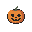 32x32 pixel art unlit dark pumpkin icon, silhouette of a carved face, muted orange and grey colors, spooky hollow look, centered game ui element, white background, solid pixels, no anti-aliasing, opaque background, 100% opacity