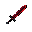 32x32 pixel art rpg dark fantasy sword, forged with dark crimson-red fire-textured blade, ornate obsidian hilt with small glowing ruby, sharp edges, clean grid, white background, orthographic view, solid pixels, no anti-aliasing, opaque background, 100% o