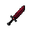 32x32 pixel art rpg custom sword, dark crimson red blade, dark metal hilt with a small glowing red gem, sharp edges, clean grid, dark fantasy style, white background, orthographic view