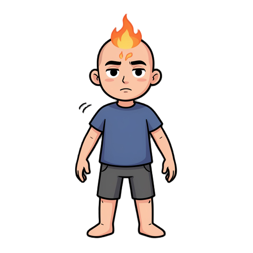 seamless combat idle loop. keep the exact same character, face, proportions and limbs. very subtle slow breathing with a gentle up-and-down body bob. tiny secondary limb motion and soft forehead flame flicker. stay centered and stationary. no expression c