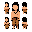 a 16-bit 2d sprite sheet of an ancient indus valley trader, wearing a bronze age dhoti and terracotta beads, classic final fantasy 6 style, chibi proportions, 4-directional movement views, flat pixel art, grid layout, crisp edges, solid black background