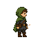 young ranger whit small sword and light equipment and dark gray tunic and short moss-green hooded cloak