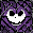 32x32 pixel art minecraft glass block texture, custom tim burton style, twisted iron wrought spiderweb frame, sharp jagged gothic window panes, dark purple-tinted glass, subtle glowing spiral scratches, iconic jack skellington stitched mouth pattern acros