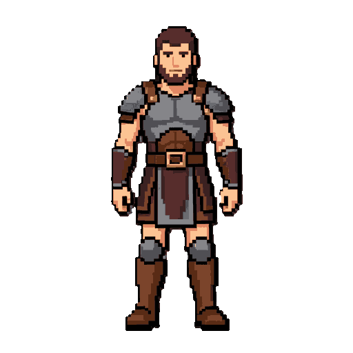 crea un guerrero al estilo pixelart, que servira para mi juego que estoy haciendo. 