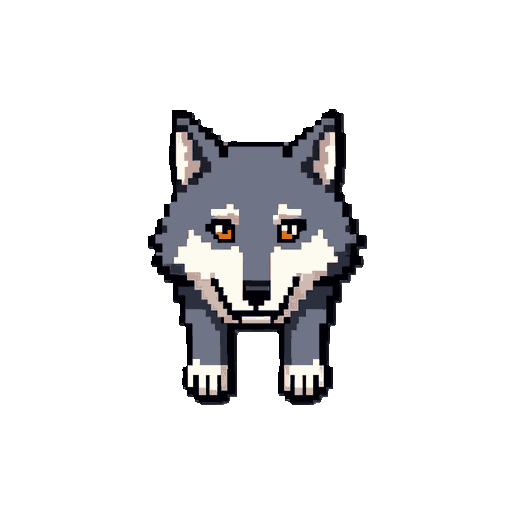 sprite de um lobo , para um rpg de anime , pixel art 