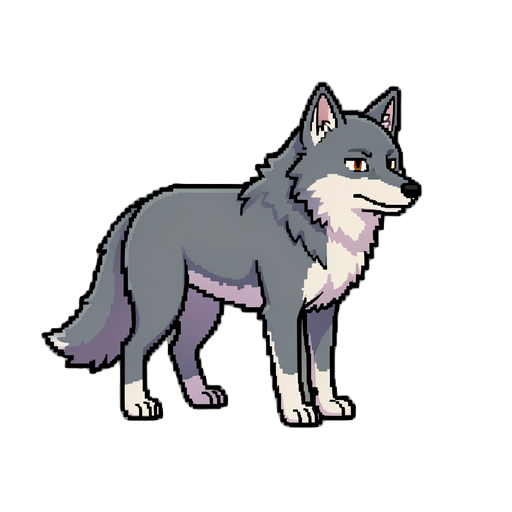 sprite de um lobo , para um rpg de anime , pixel art 
