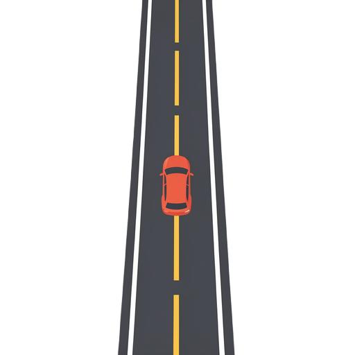 a street road for a 2d endless runner car game background, the image should be of a road from the up view on  0 degrees , the road should have 3 diferente lanes