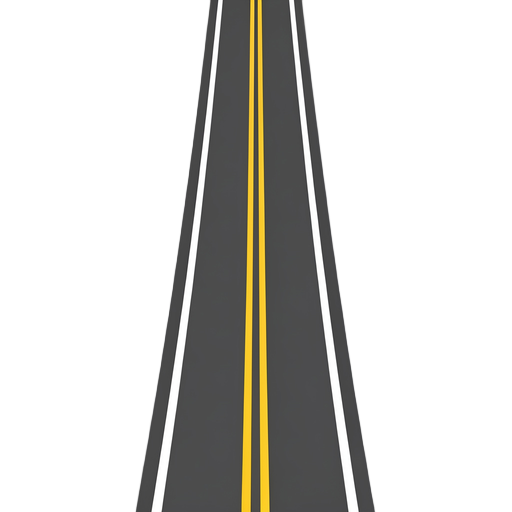 a street road for a 2d endless runner car game background, the image should be of a road from the up view on  0 degrees , the road should have 3 lines