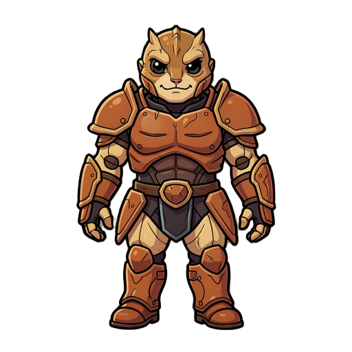 handmade exoskeleton armor. Cute, brave, detailed, dark outlines, transparent background.