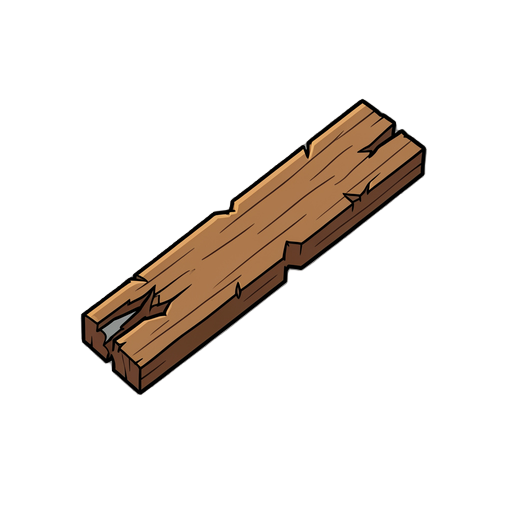of a wooden plank, worn, splintered, simple weapon, no background