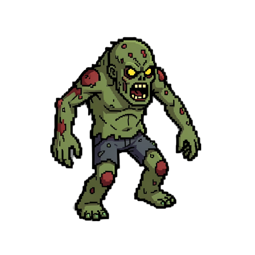 menacing shambler zombie isometric pixel art realist