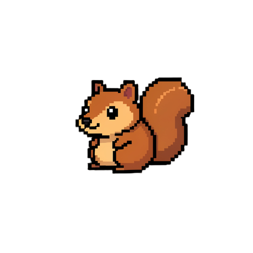 Crie um esquilo em pixel pequeno e fofo