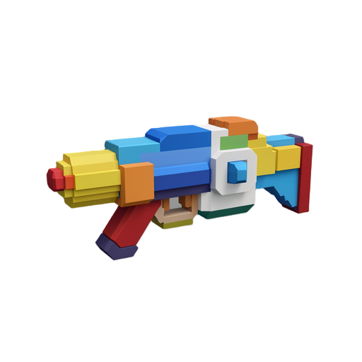 create a stylized 3d voxel pixel-art sci-fi weapon