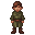 lean human adventurer, worn cloth tunic, leather boots, no armor, no weapon, painterly shading, smooth gradients, no dithering, no black outline, earthy olive and brown, soft light from upper left, medieval fantasy, flat background