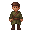 lean human adventurer, worn cloth tunic, leather boots, no armor, no weapon, painterly shading, smooth gradients, no dithering, no black outline, earthy olive and brown, soft light from upper left, medieval fantasy, flat background