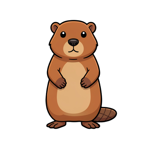 beaver standing up looking straight