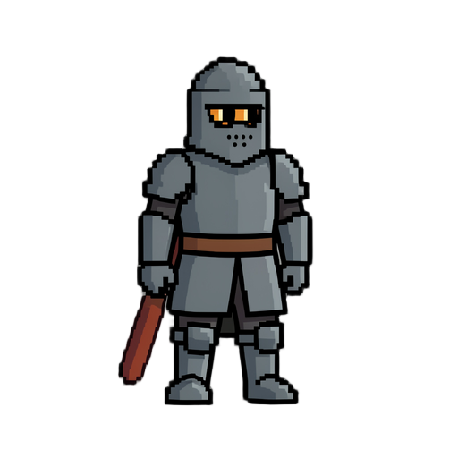 of a shadow minimalist knight cartoon in a simple pixelart