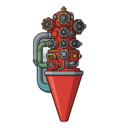 motor de foguete, vertical, corpo inferior grande em formato de sino, conjunto superior complexo de turbobombas, válvulas e tubulações, com um tubo grosso curvado na lateral