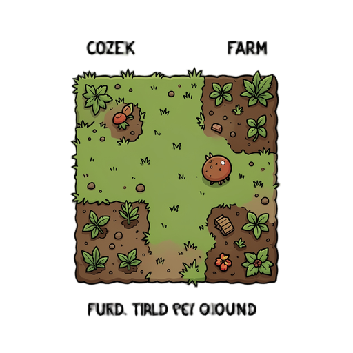 topdown tileset inspired in horror cozy for Farm, grass, ground, plantable ground etc