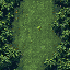 seamless tileable top-down rpg terrain texture of dark green grass, dense mottled noise, small grass tufts, subtle dirt speckles, muted desaturated green, 16-bit fire emblem gba style field tile, uniform texture edge to edge, no objects, no border, tileable seams