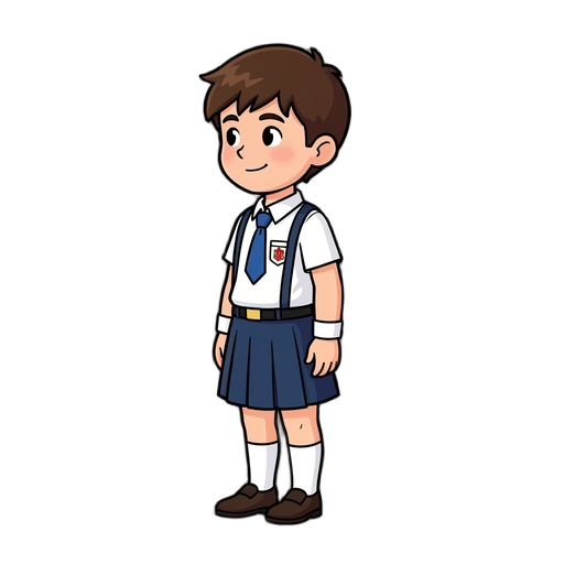 um menino de farda da escola 