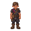 crie um human em trajes rurais que será usado para um game de explorar terrenos naturais