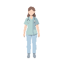 human female, com roupas de farm 