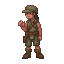 crie um human em trajes rurais que será usado para um game de explorar terrenos naturais