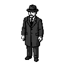 um detetive noir dos anos 1930 no estilo pixelart porem nos jogos retro