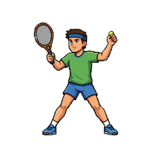 Dibuja a modo foto-realista un jugador de tenis de 24×40 px (3x5 tiles aprox) para un juego de NES 8-bit