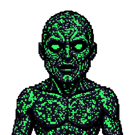 415a0941-7de4-414e-b53b-abe6706 081a mysterious digital-glitch entity known as “lazy void”, designed as an abstract corrupted signal rather than a conventional humanoid character.  the character’s entire body is formed from dense digital static, fragmented pixels, corrupted visual n20-1_all_11855jpg