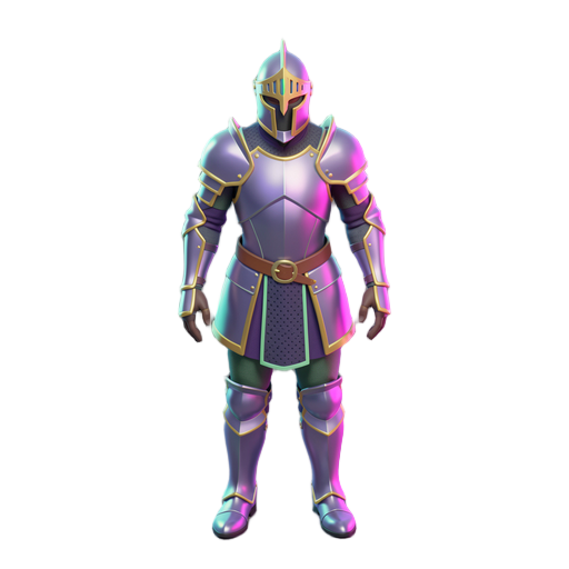 quero um personagem no estilo medieval cavaleiro com elmo de guardião, armaduras de soldado e botas de soldado