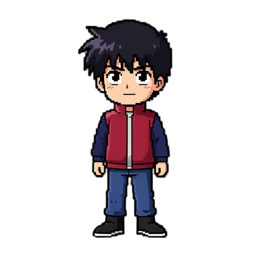 pixel representation of Yusuke Urameshi from Yu Yu Hakusho
