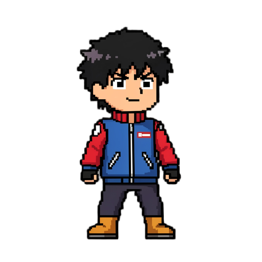 pixel representation of Yusuke Urameshi from Yu Yu Hakusho